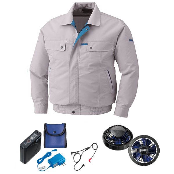 KU90450空調服 綿/ポリ混紡 脇下マチ付 FAN2400SPBB/LISUPER1シルバー4L