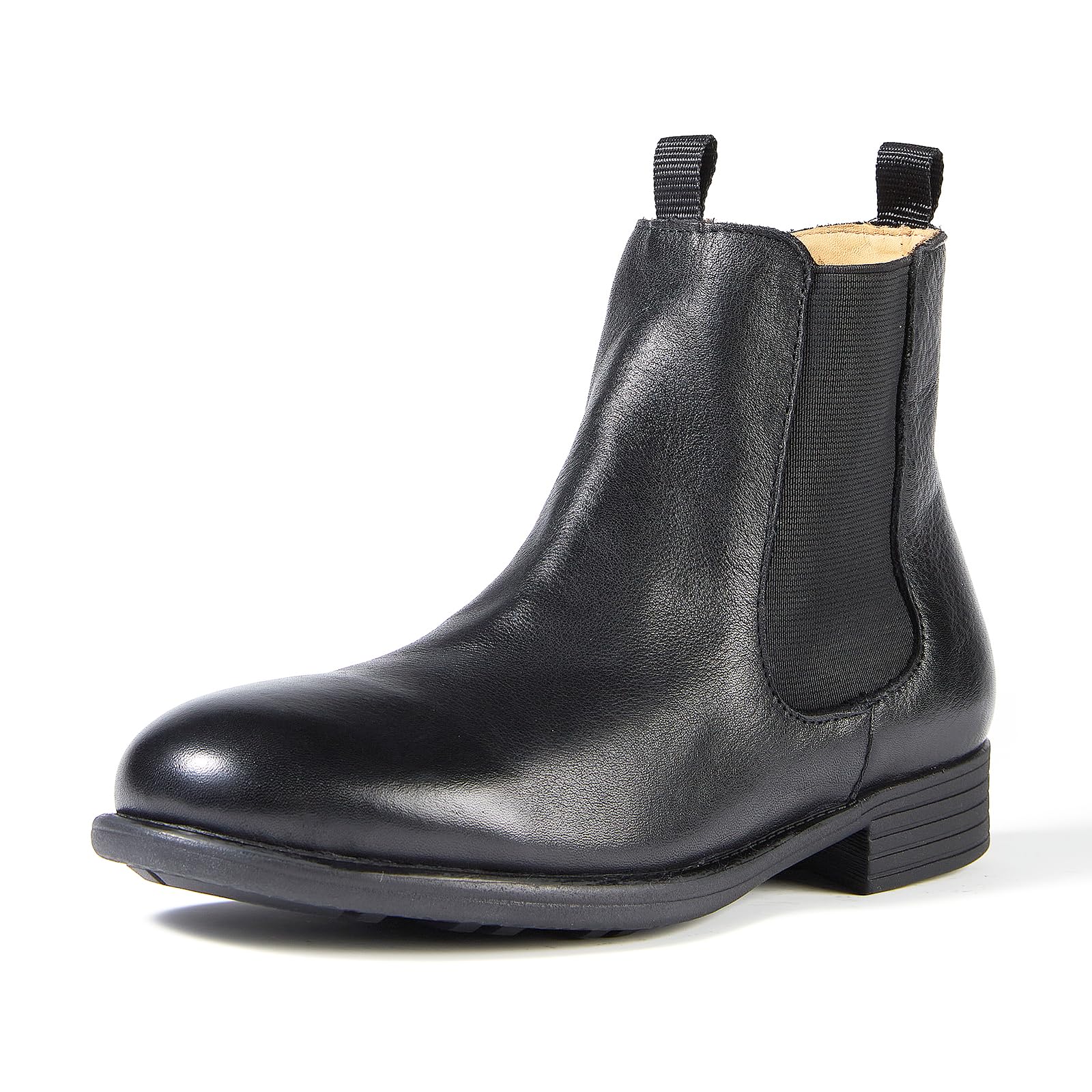 [Luzean] レディース ショートブーツ サイドゴア 本革 ローヒール チェルシーブーツ 歩きやすい カジュアル 通勤 ブラック 24.5cm