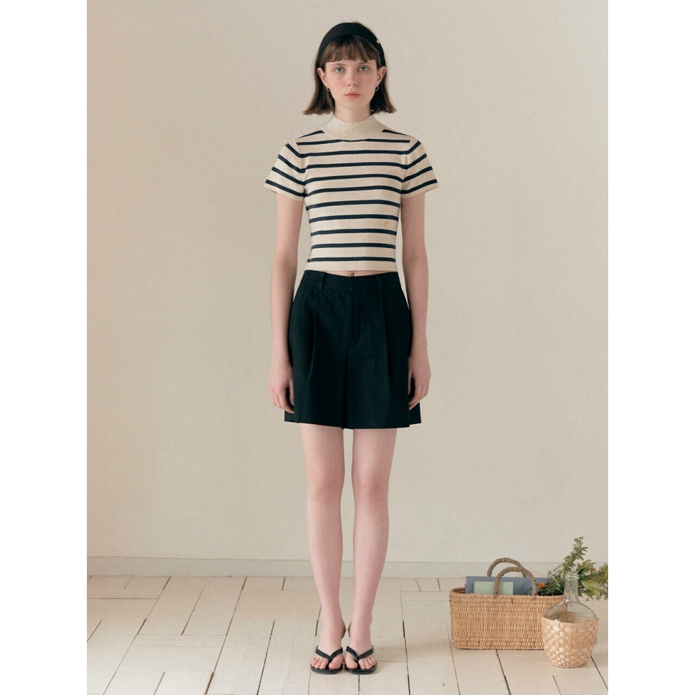 ロラローラベーシックピンタックパンツブラック