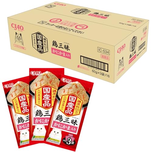 チャオ(CIAO)鶏三昧かにかま入り60g×3袋16個セット