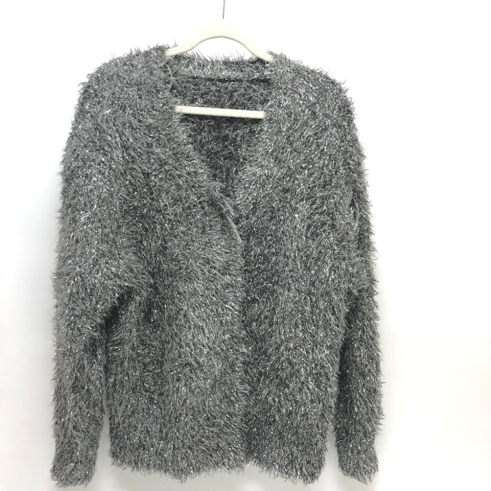 カーディガン ラメ Yae アパレル トップス ナイロン シルバー