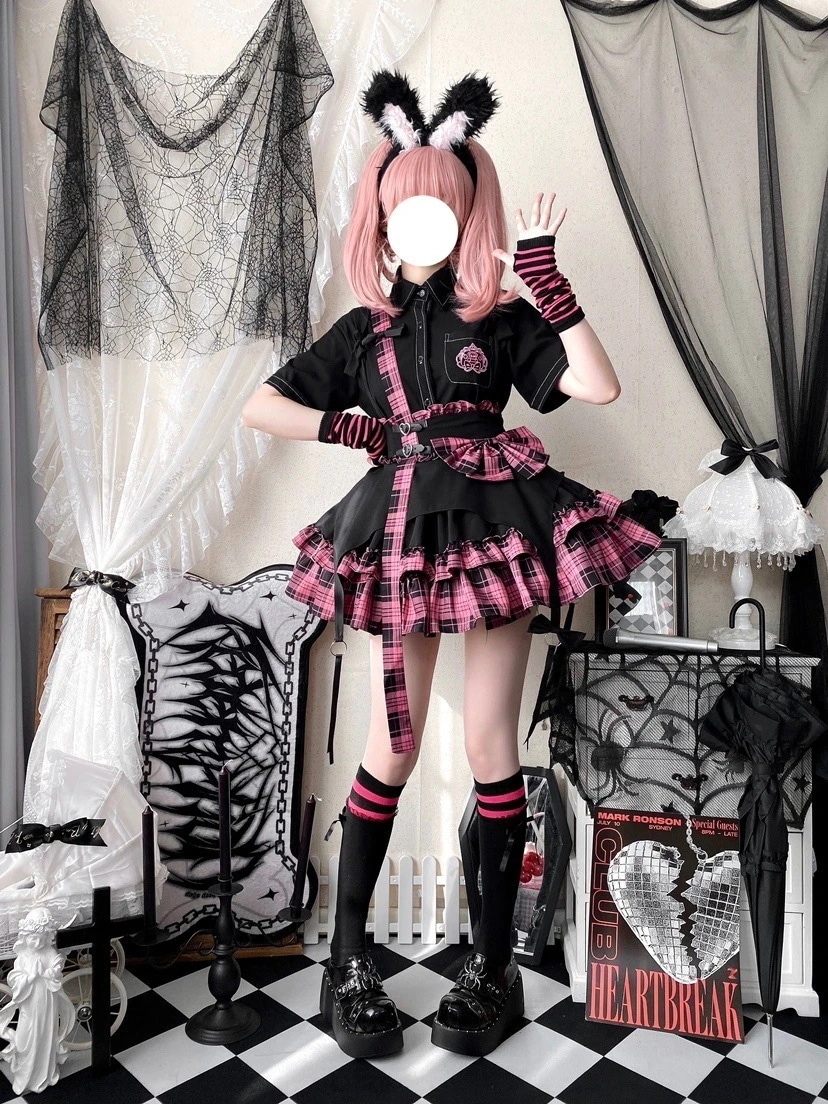 ロリータ コスプレ ハーフスカート SKチェック ディアボロ ガールズヒットワンピース ロリータ30%までに制限