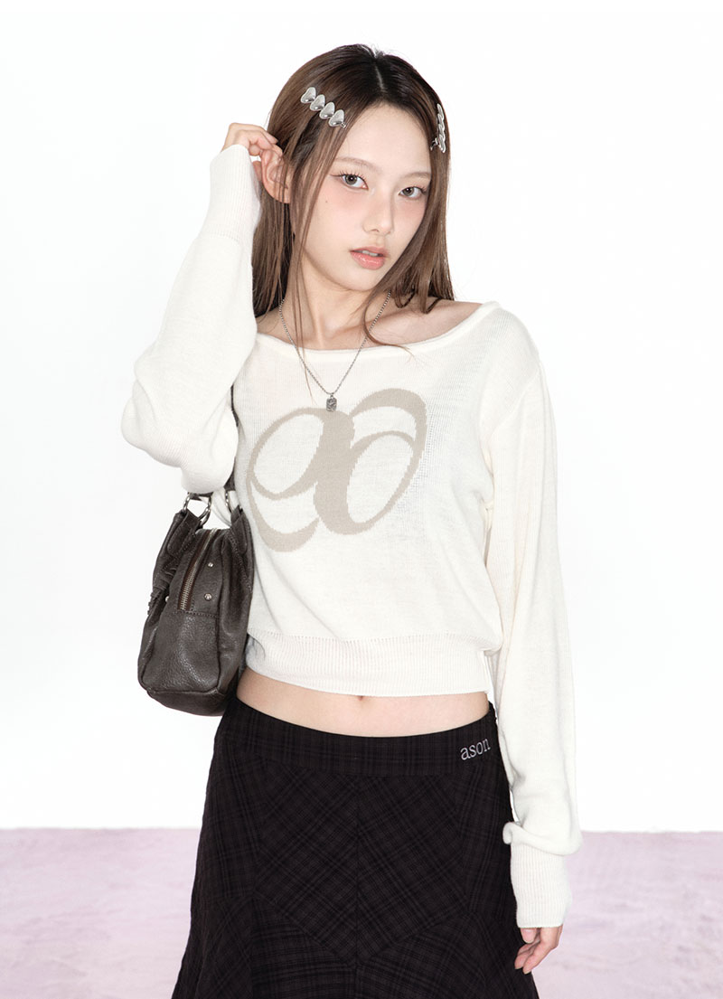 【AS"ON】 BOAT NECK KNIT / IVORY 正規品