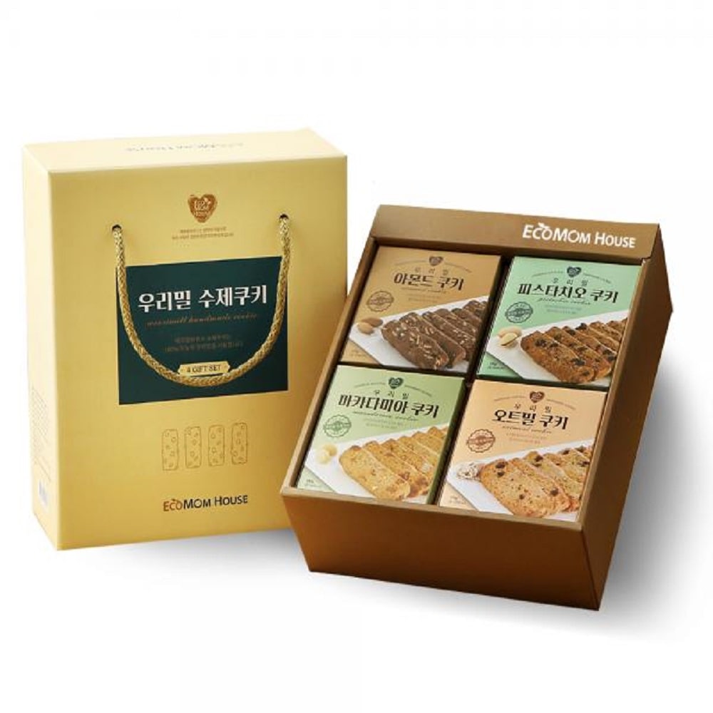 韓国-KMEAL-エコママハウス韓国産小麦手作りクッキーギフトセット4種アーモンドパスタチオマカダミアオートミール