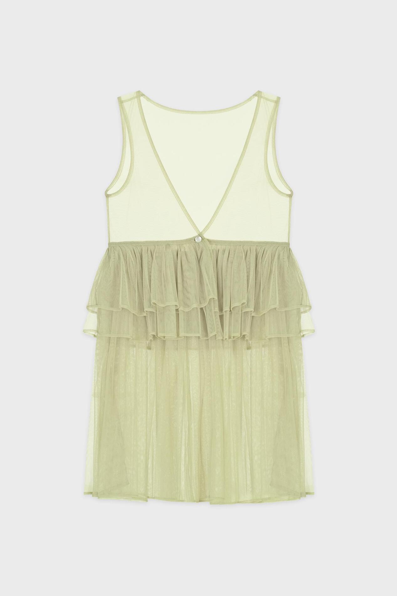 【SINOON】 TULLE MIDI DRESS : GREYISH GREEN