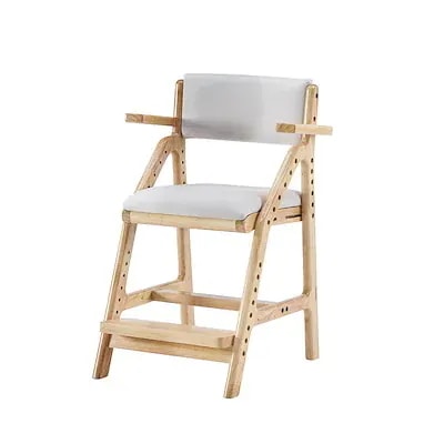 【国内即日発送】ベージュ -肘あり　学習チェア 学習椅子 木製 姿勢 子供 キッズチェア ハイチェア ダイニングチェア 椅子 高さ調整 シンプル コンパクト 組立て 板座 足置き