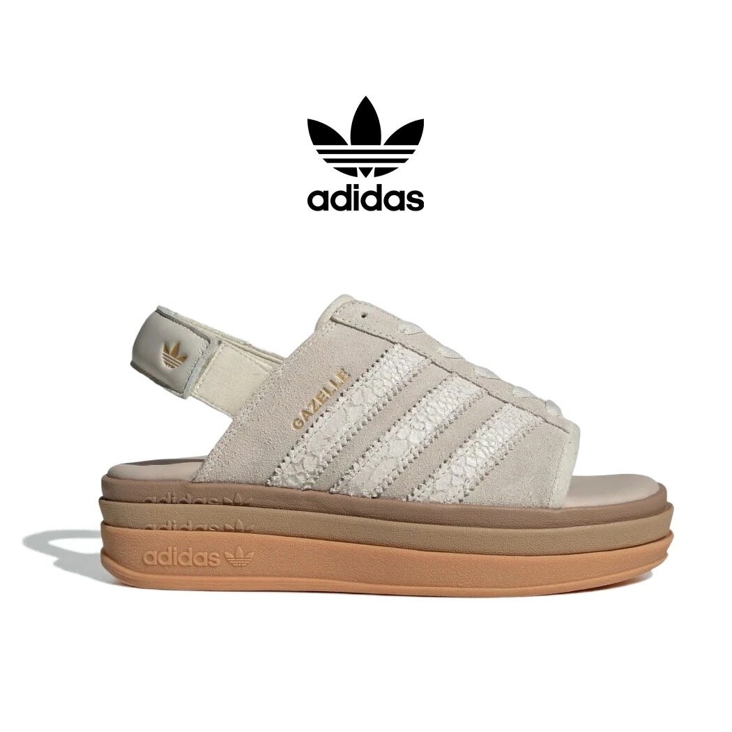 adidas アディダス ガゼル ボールド 厚底 サンダル GAZELLE BOLD SANDALS BEIGE SUEDE ( かわいい 盛れる おしゃれ ベージュ スエード ストラップ ベルト