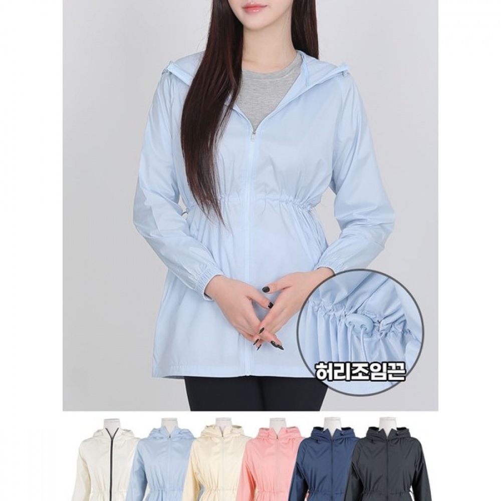 (イージーバイ) EasyBai キャンディーポップ女性用軽量防風フード付きロングジャケット (AB42JK015W)