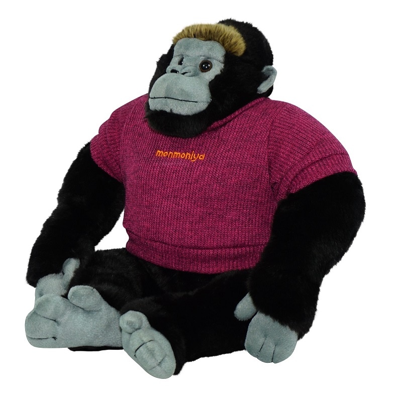 ゴリラ ぬいぐるみ ワイン色のニット