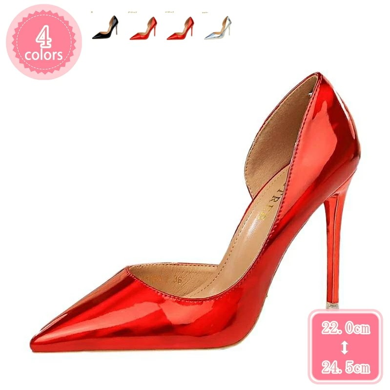 1000円OFFクーポン グラデーション色 ハイヒール パンプス 痛くない 脱げない 10cm 10センチ ヒール 靴 レディース ハイヒール 黒 ブラック シルバー ポインテッドトゥ ピンヒール エ