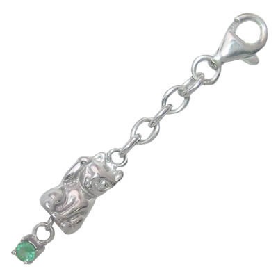 幸せを招く猫モチーフ ( 5月誕生石 ) シルバー エメラルドチャームトップホルダー楽ギフ_包装