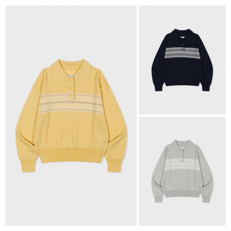 【LOW CLASSIC】 MULTI STRIPE PIQUE KNIT TOP : 3COLORS