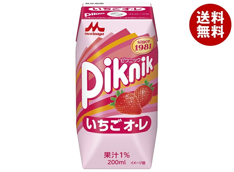 森永乳業 ピクニック いちごオレ(プリズマ容器) 200ml紙パック＊24本入＊(2ケース)