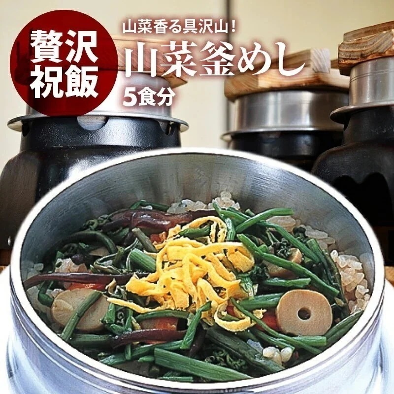 [前田家] 国産 山菜釜飯 の具 （ 5人前 ） 水を使わず即席で美味しい 早炊き米 具 入り 釜め