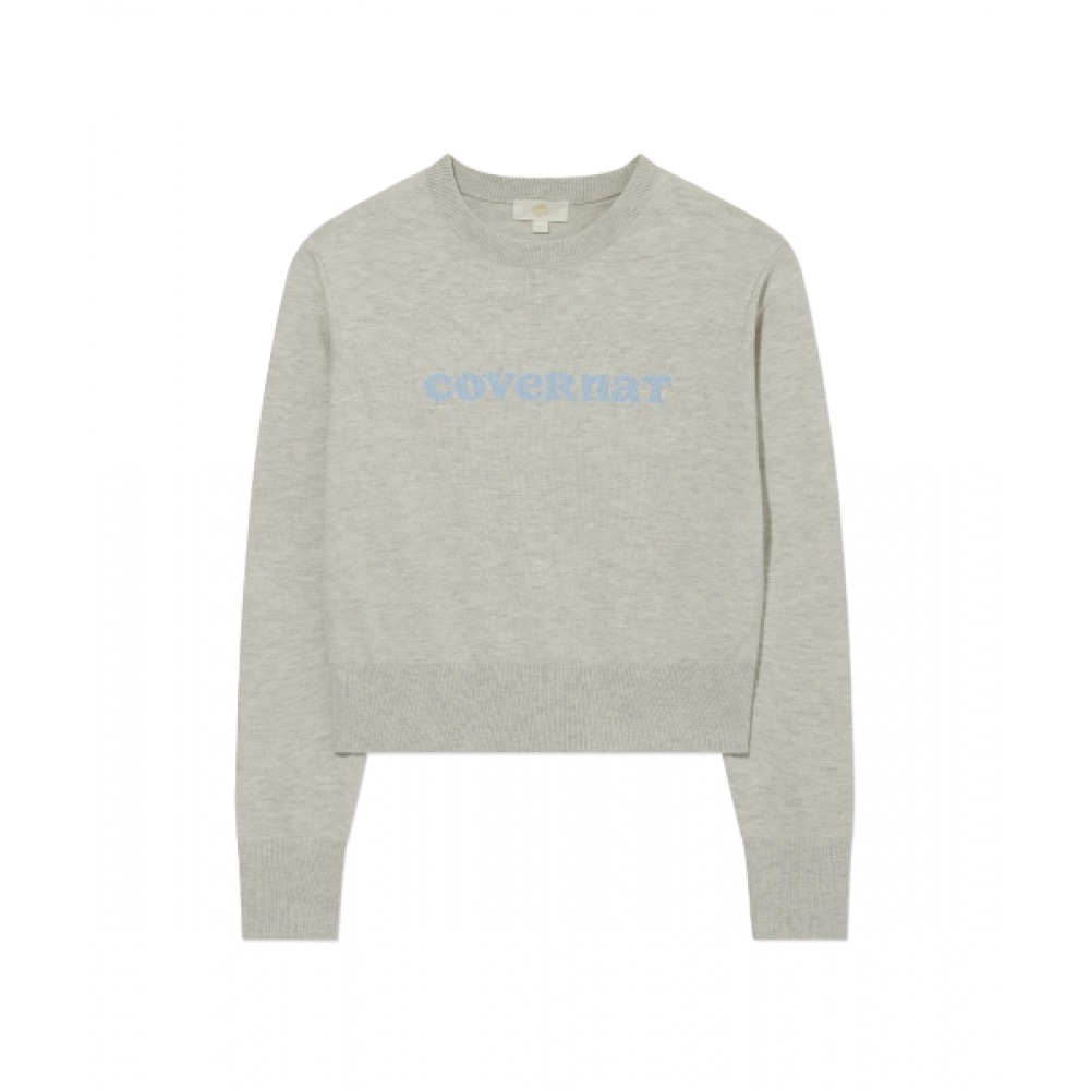 COVERNAT 女性女性用クーパーロゴラウンドネックニットヘッダーグレー