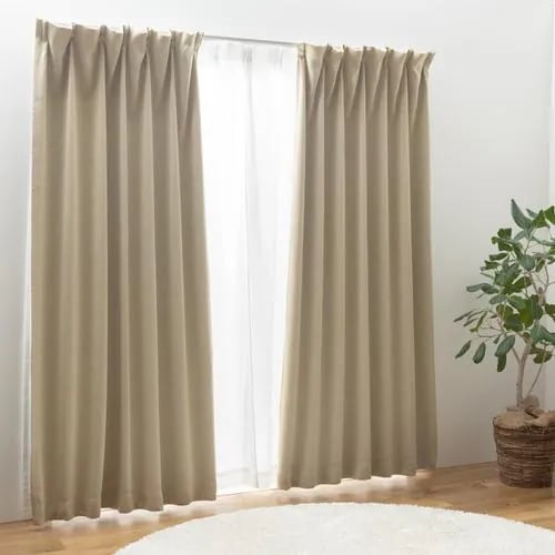 ユニベール １級遮光４枚セットカーテン　ブリンク　幅１００Ｘ丈１０５ｃｍ（レース１０３ｃｍ） ベージュ