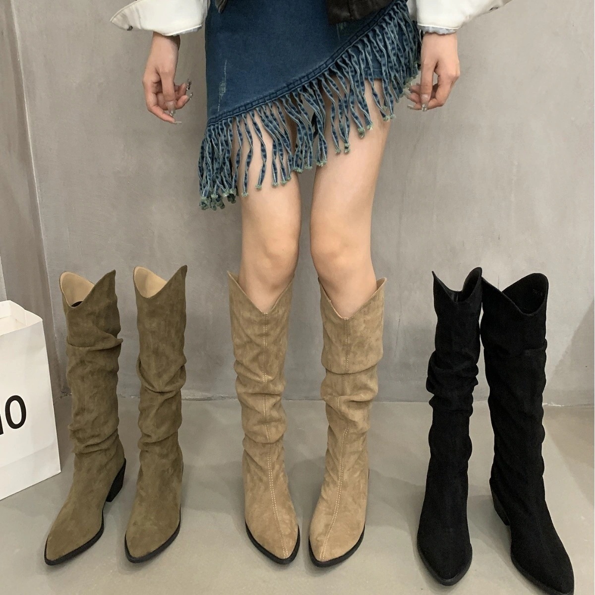 ブーツ ロングブーツが復活！厚底サンダルブーツスタイルアップ！ヒールパンプスポインティートゥシューズ2024 韓国 ファッション 秋冬 ロングブーツ