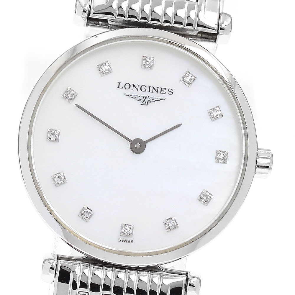 ロンジン LONGINES L4.209.4 ラ グラン クラシック ドゥ ロンジン 12Pダイヤ クォーツ レディース 保証書付き_930677【中古】