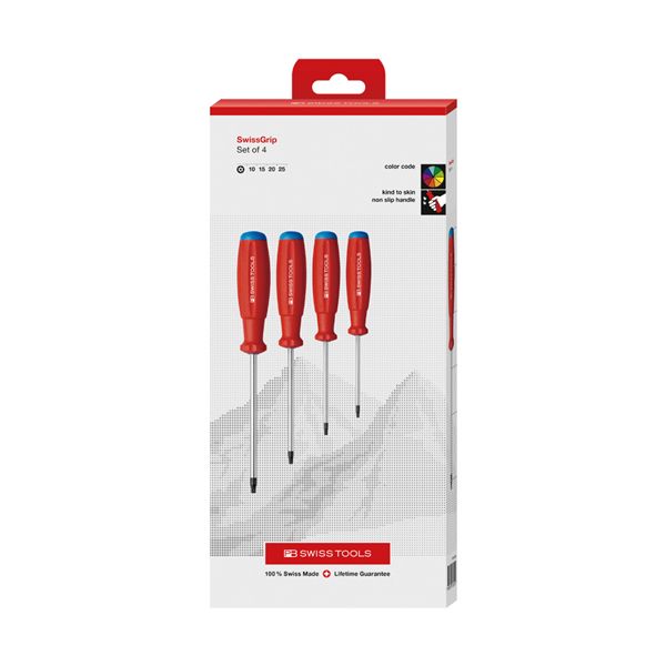 PB SWISS TOOLS ピービースイスツールズ 4本組 スイスグリップ いじり止め付ヘクスドライバーセット ペーパーボックス入 8462.CBB