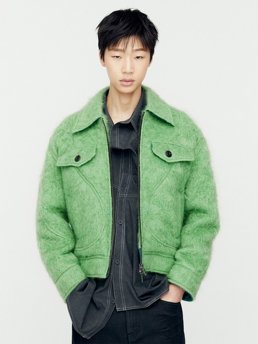 ADSB ANDERSSON BELL for MEN WADO SHAGGY WOOL JACKET awa577m(GREEN) 限定版 韓国の人気ファッショ
