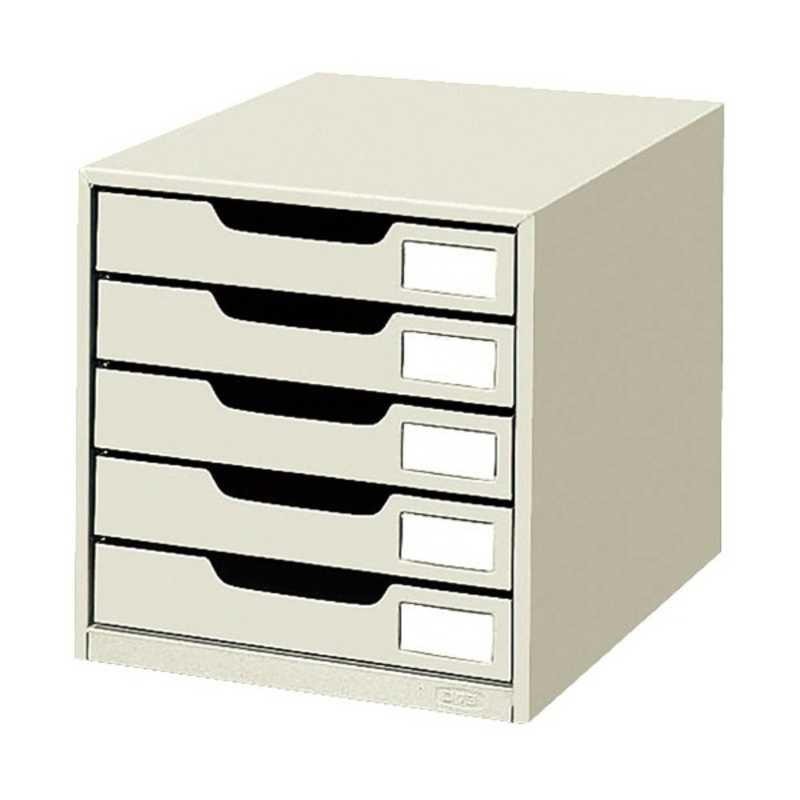 コクヨ　レターケース スチール引き出しタイプ A4縦 両引5段 ライトグレー　LC15M