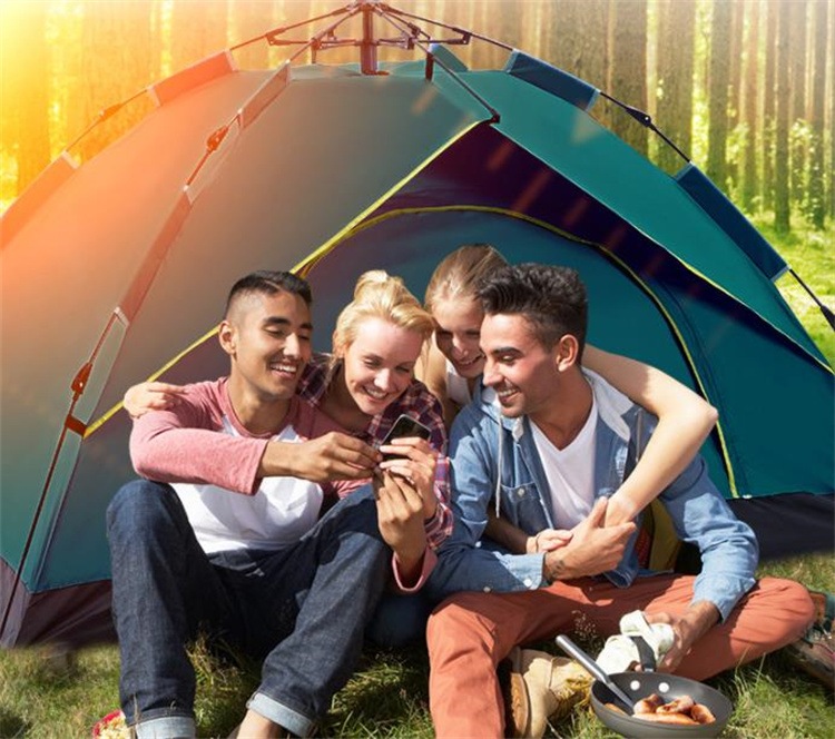 早い者勝ち テント オートマチック のんびり アウトドアキャンプ 2-3-4人用 キャンプ らくらく オートマチック ダブル スプリング式 早開き 日焼け止め