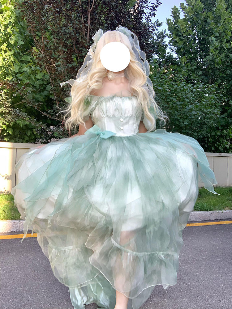 ミングリーンスーパープリンセスドレスバースデーアダルトドレスビッグスカート水平ドレスロリータロースカートスウィート
