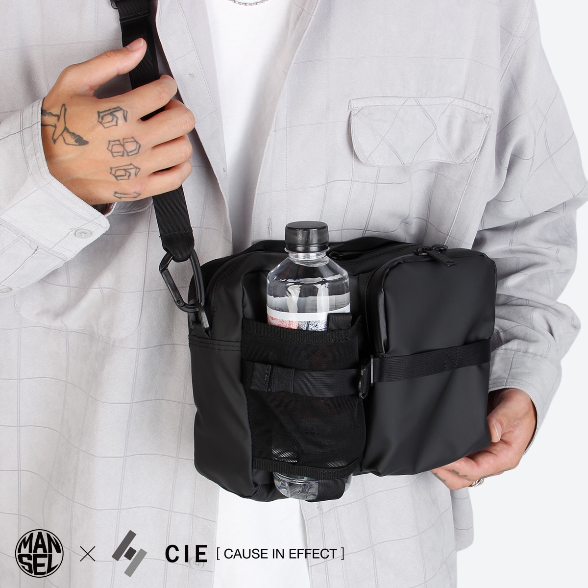 CIE × マンセル 限定コラボ ショルダーバッグ メンズ レディース ペットボトル 防水 シー GRID3 032065 cppr