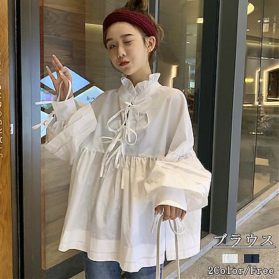 正規販売店 ワイシャツの女性の長袖の2020春秋は新型の韓国版 シャツを詰めて設計感がゆったりしています 売れ筋新商品 着瘦