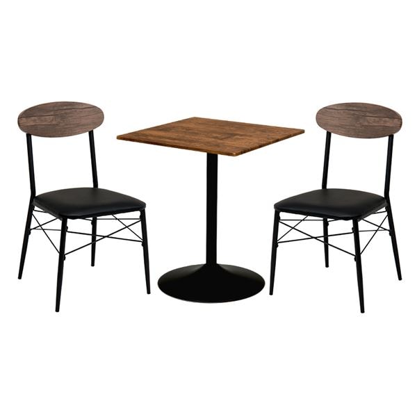 テーブル＆チェア3点セット（テーブルx1チェア2脚） 角型 ブラウン 組立品 コンパクト