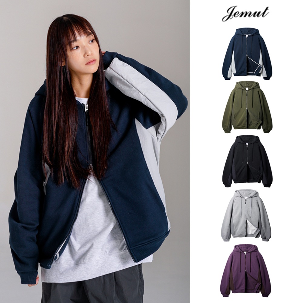 [JEMUT] Blend Curve Overfit Heavy Hood Zip-up