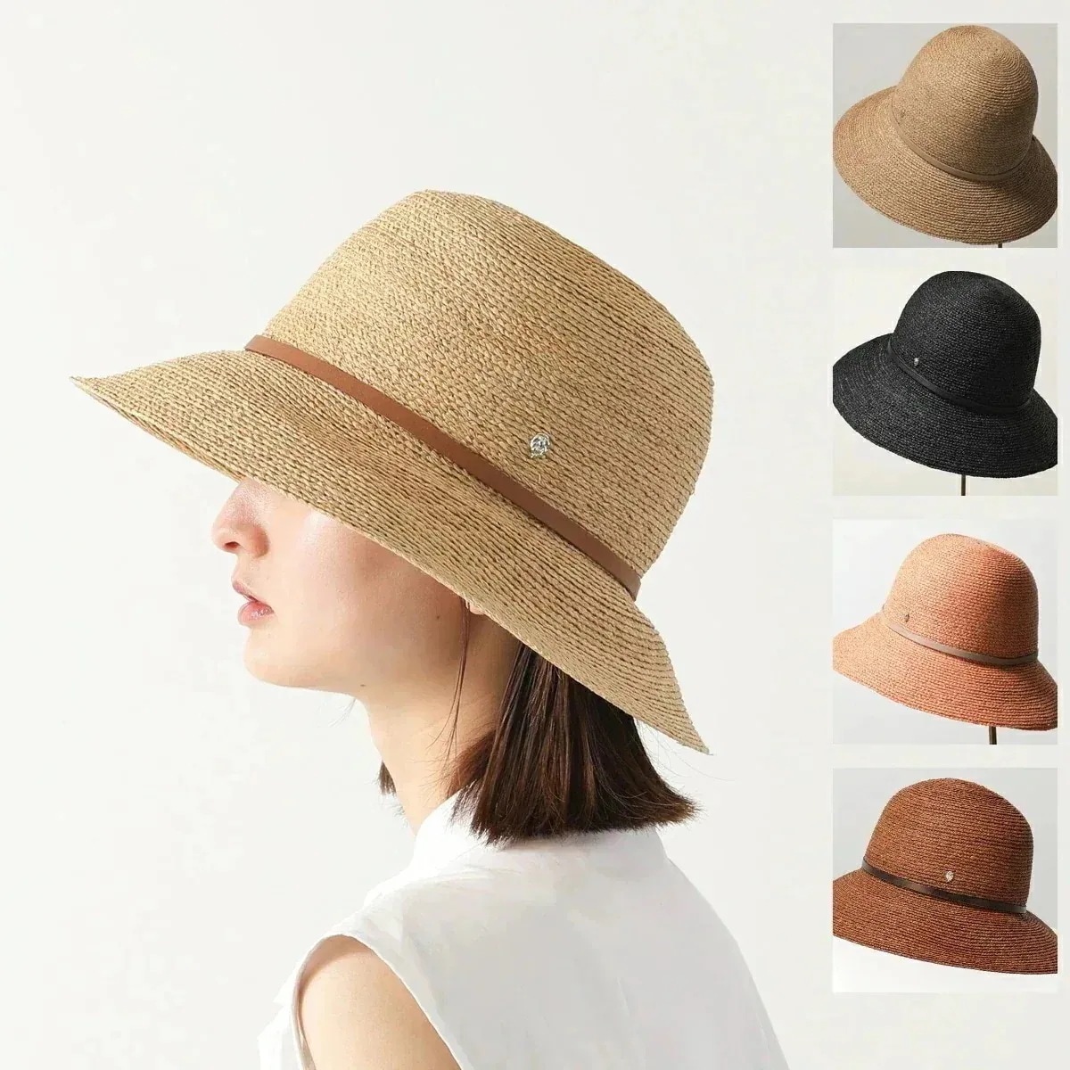 HELEN KAMINSKI ヘレンカミンスキー ラウンドクラウンハット Besa 9 レディース ラフィア アイコンメタル 麦わら帽子 UPF50+ カラー5