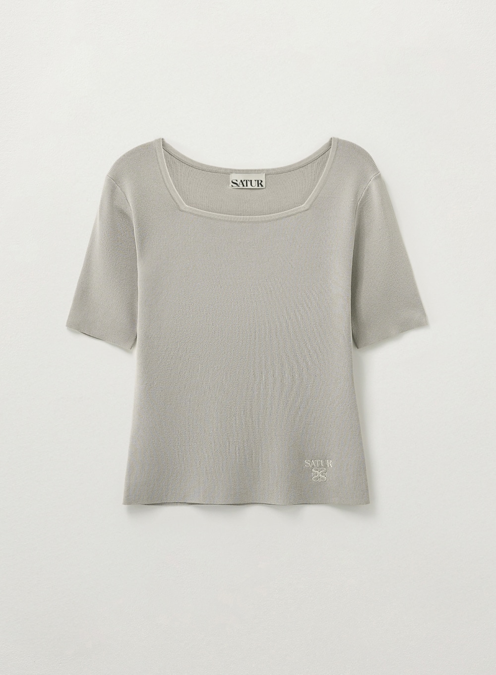 【SATUR】 (W) SQUARE SLIM FIT HALF KNIT : GRAY