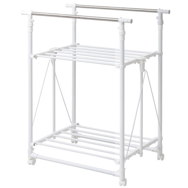 B.Bファニシング ONLR-0065WHT ワンタッチ収納洗濯物干しラック ワイド ホワイト メーカー直送