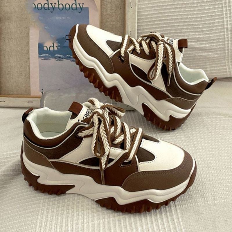 ヒールパンプス 厚底シューズ 厚底スニーカー厚底シューズ スニーカー 厚底スニーカースニーカー美脚シューズ 運動 レトロ紐スニーカー 通勤通学-55