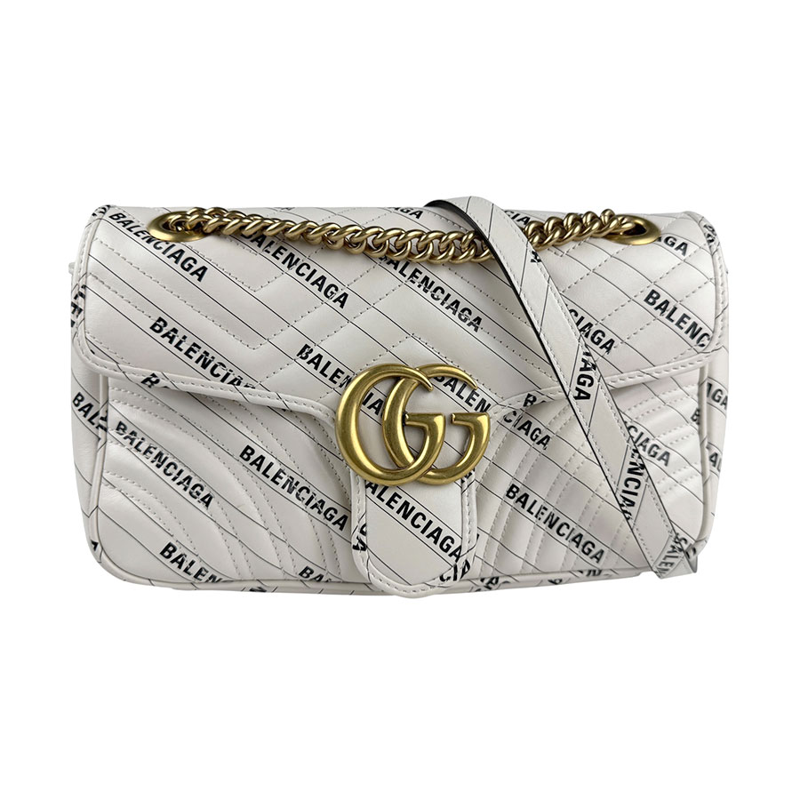 グッチ GUCCI ショルダーバッグ GUCCI x BALENCIAGA レザー アイボリー/ブラック ゴールド レディース 443497 z5524 185,000円