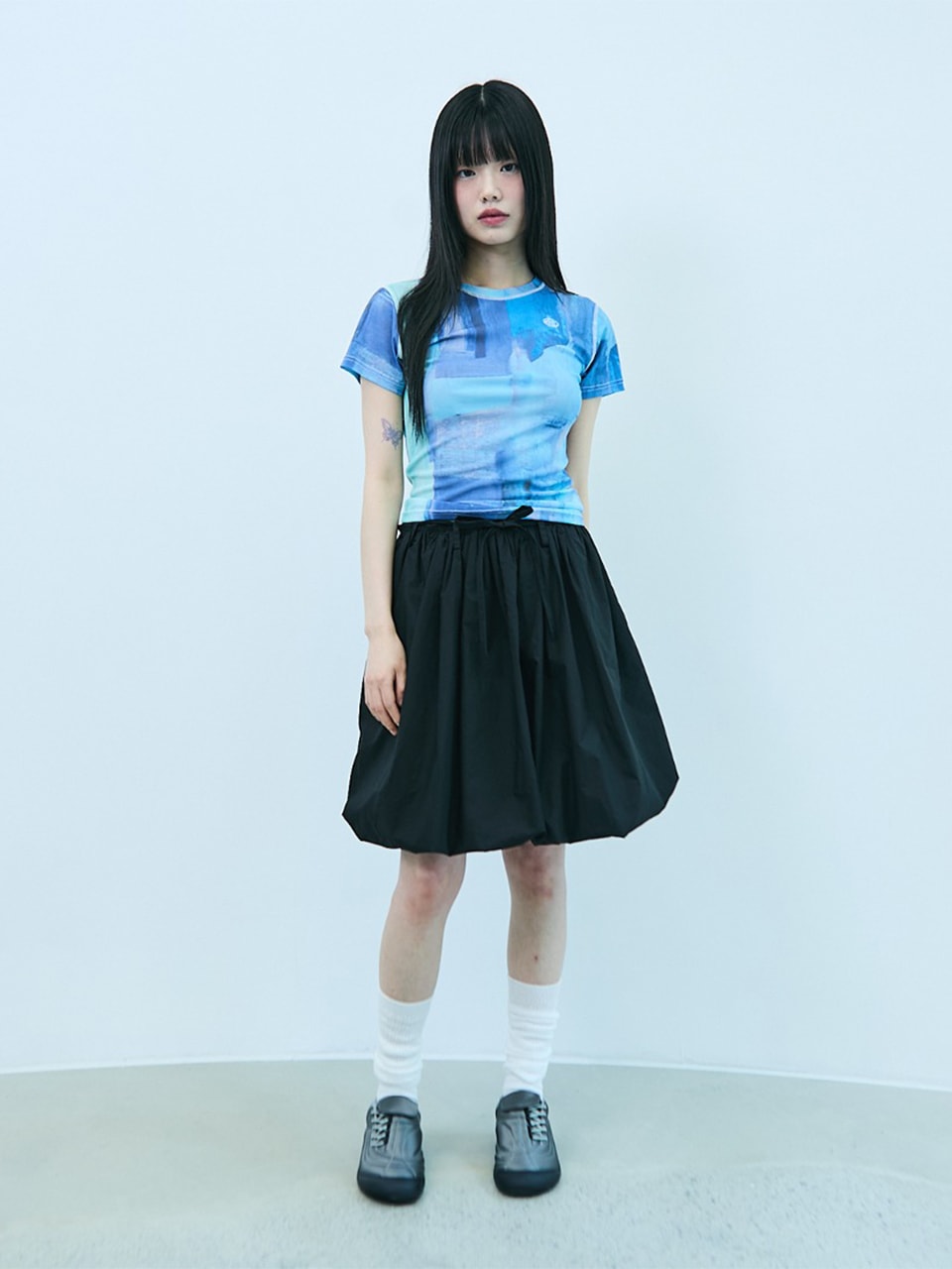 CH EMBROIDERED LOGO WOMAN T-SHIRT(BLUE)