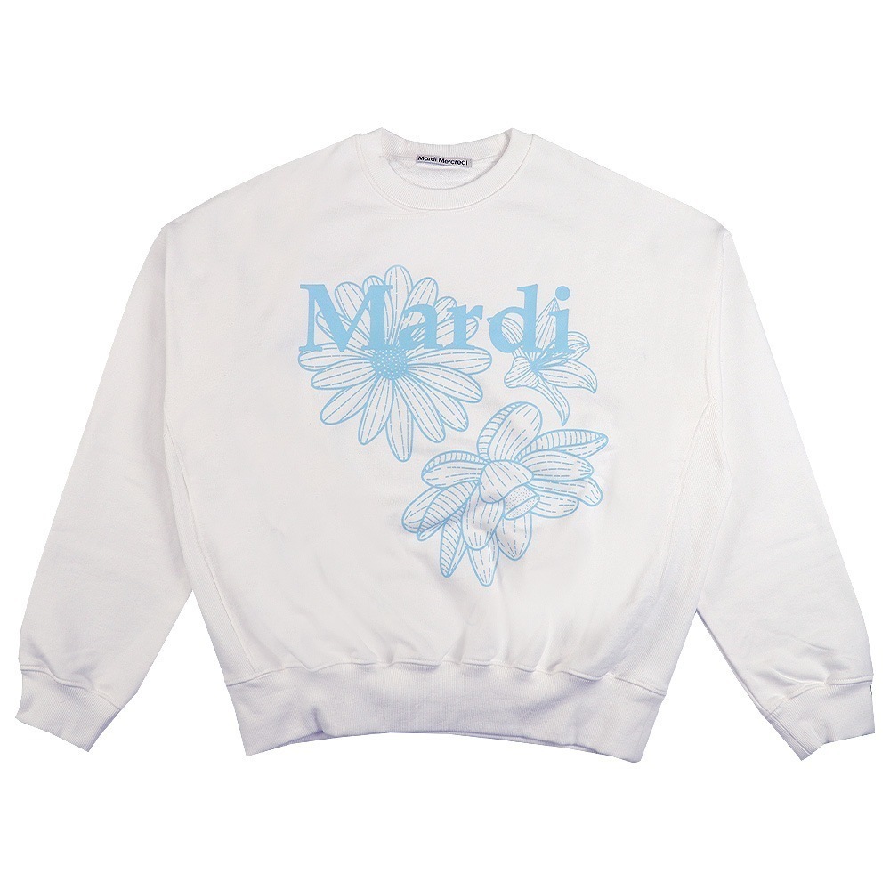 SWEATSHIRT TRIPLE FLOWER WHITE SKY 長袖 レディース 韓国 ファッション アパレル