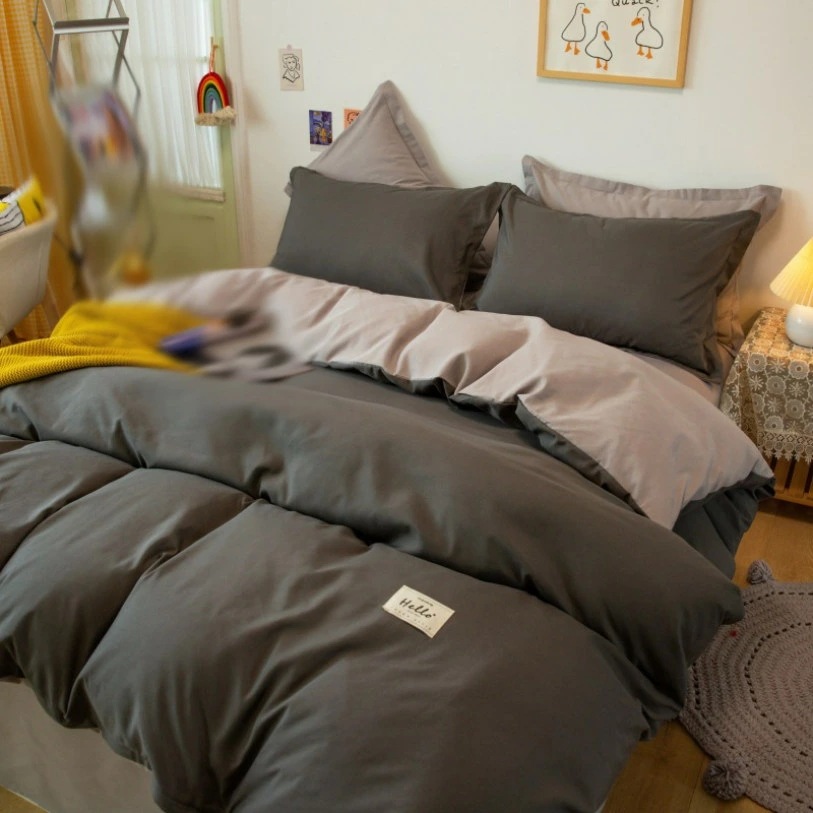 ピーチスキン加工 綿100% 布団カバー 掛けカバー 敷きカバー 4点セット 3点 シングル ダブル キングサイズ 洋式 和式 和洋兼用 ボックスシーツ マットレスカバー 無地柄 シンプル ベッド用品