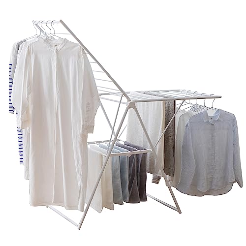 色：ホワイト アイリスオーヤマ 樹脂 セーターニットの平干しにも使用可能なふとんも干せる多機能スタ