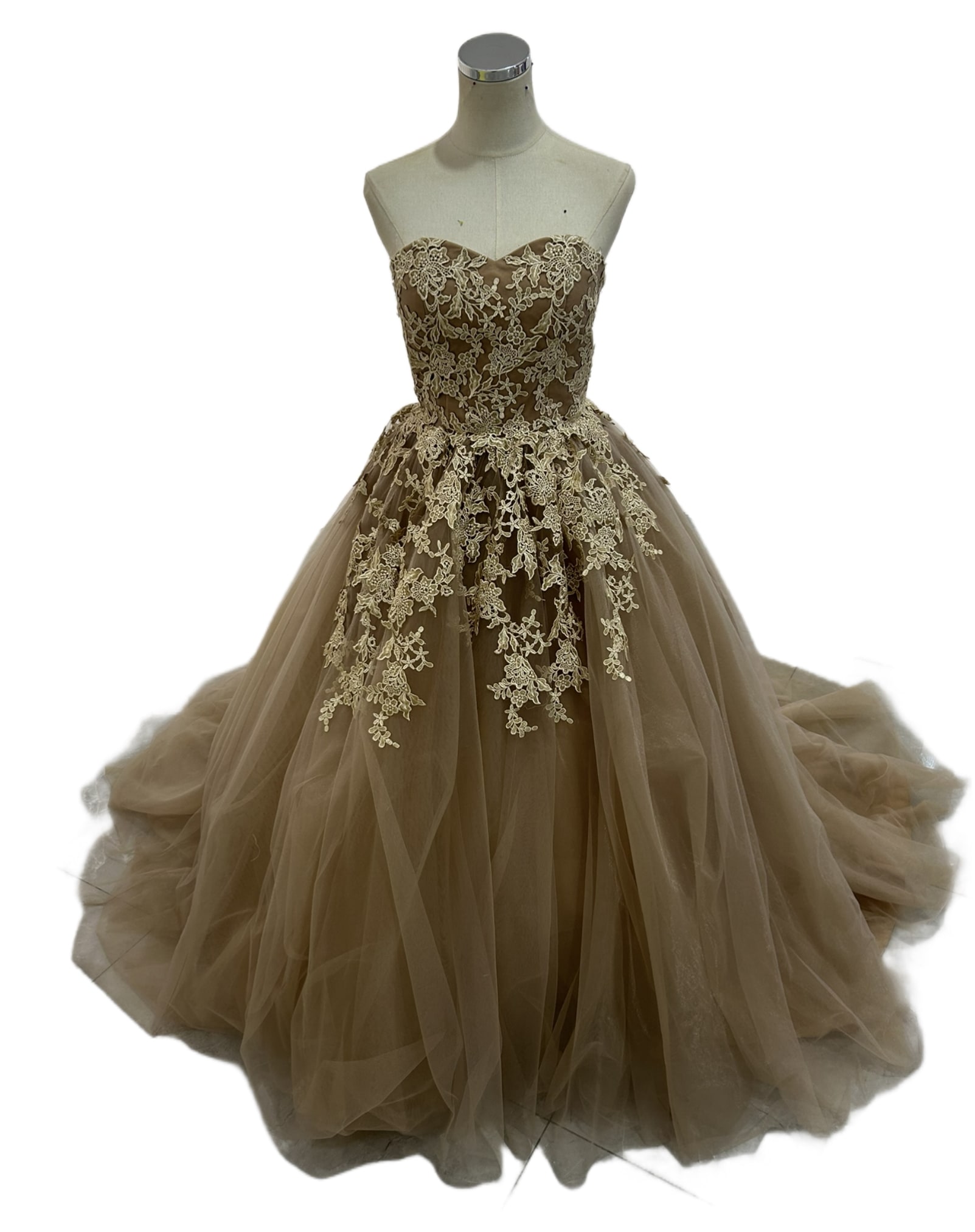 人気上昇！カラードレス カーキ色 ベアトップ 花嫁/ウェディングドレス 優しい