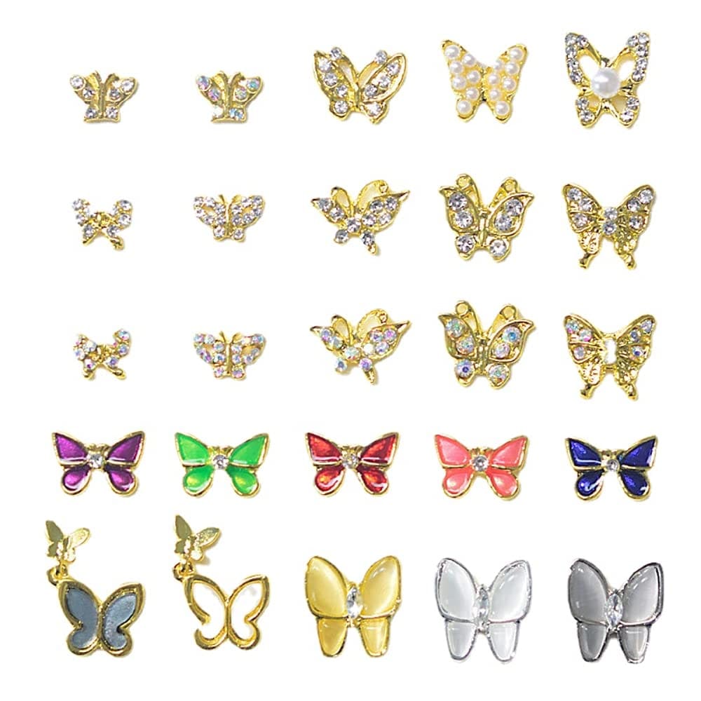 ネイルデコパーツ 250個セット 立体的な蝶々 3Dネイルパーツ 蝶型 ネイルラインストーン ネイルレジン用 デコレーション DIY ジュエリーパーツ ネイル用 レジン封入 大容量