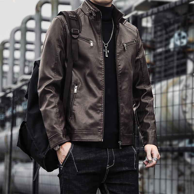 即纳ライダースジャケット メンズ ブルゾン レザージャケット 秋服 革ジャン ライディング ジャケット アウター バイクジャケット リブ レザーコート 春秋冬 新作