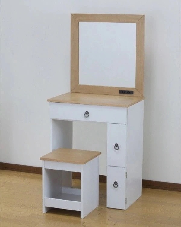 ドレッサー ドレッサーテーブル 化粧台 鏡台 コンパクト おしゃれ ドレッサーデスク 白 ホワイト シンプル スツール付き 木目 ナチュラルモダン 引き出し デスク