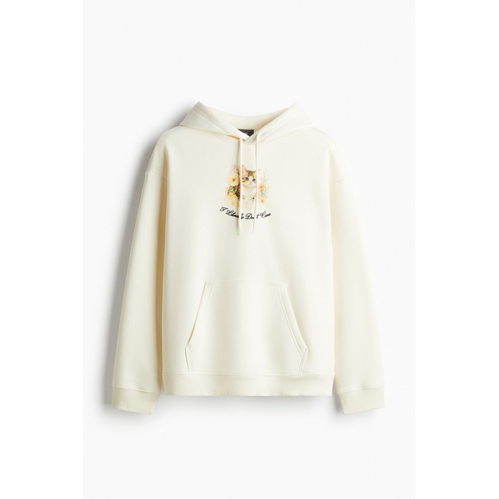 H&M ルーズフィットプリントパーカーライトベージュ/ドントケア