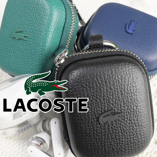 ラコステ イヤホンケース メンズ NH1430 レザーイヤホン ケース 小物入れ コンパクト レディース ブランド シンプル ワニ ロゴ 黒 紺 緑
