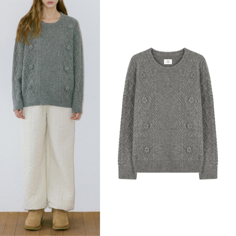 (24FW 新商品) フラワーミックスフィッシャープルオーバーニット