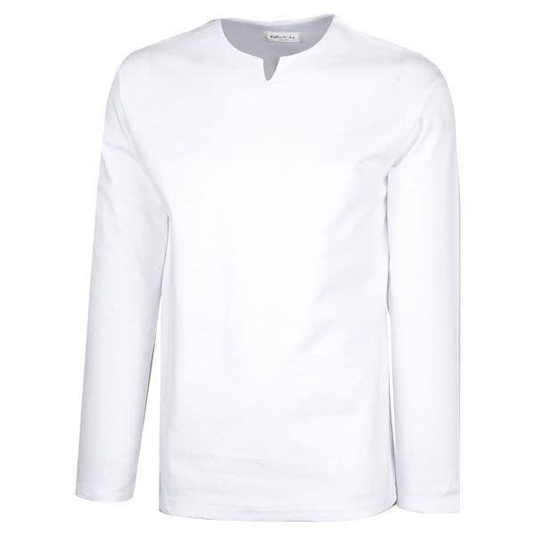 メンズソリッドブントVネックインナー長袖Tシャツ RB TSA Q008 ホワイト_P409090710