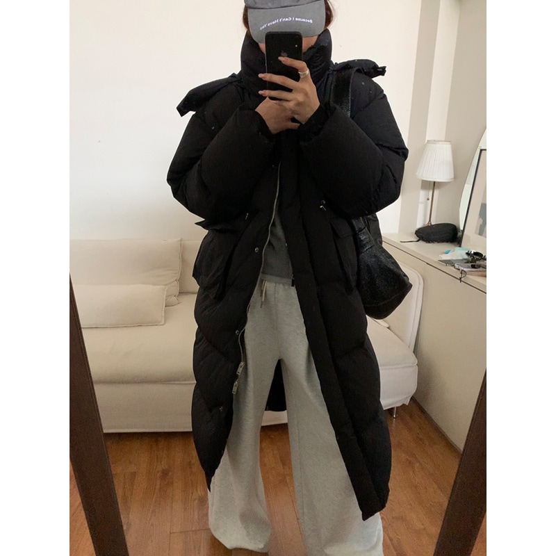 冬用 ホワイトダックダウン90％ あったかフード付きロングダウンジャケット A3729