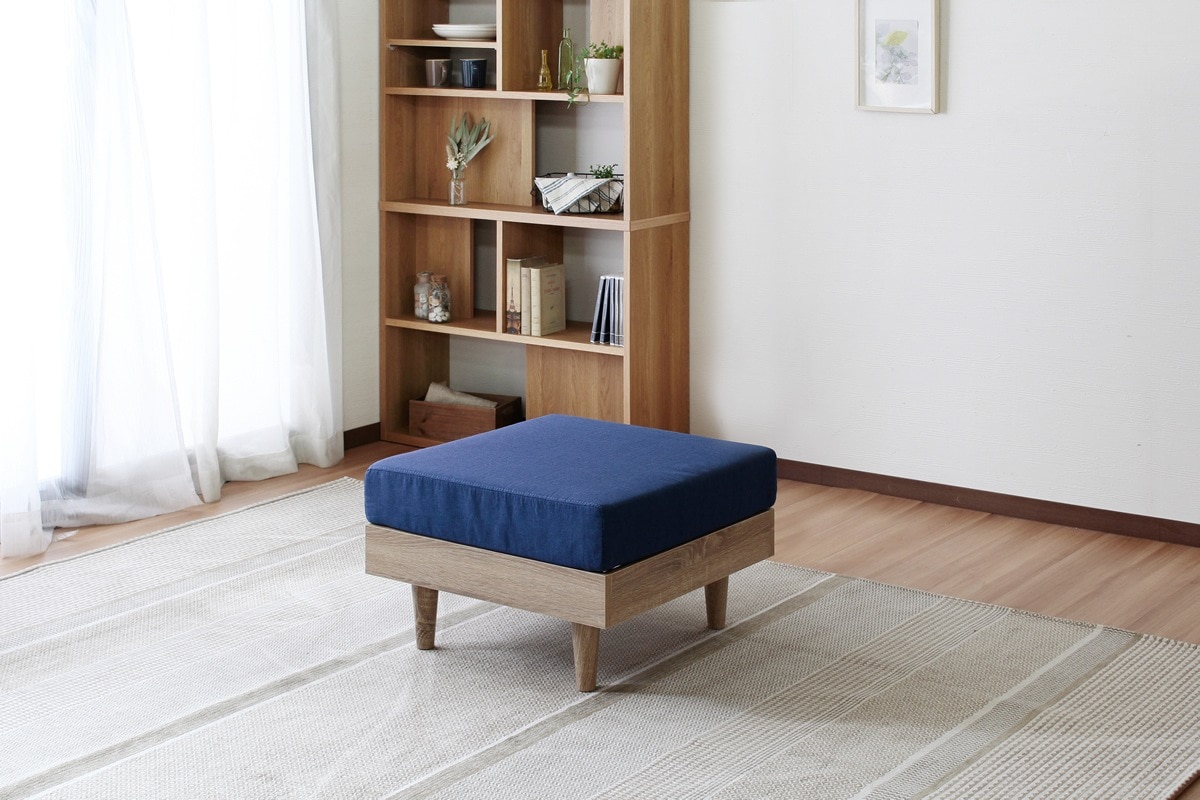 椅子 チェア マリンブルー 木目 おしゃれ 北欧 高反発 オットマン スツール フットレスト 足置き台 足置き いす イス 座面高38cm